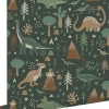 Best Estahome papier peint dinosaures vert foncé et marron - 50 x 900 cm - 139802