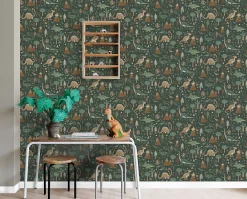 Best Estahome papier peint dinosaures vert foncé et marron - 50 x 900 cm - 139802