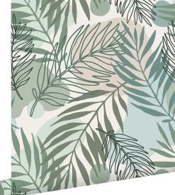 Best Estahome papier peint feuilles vert et bleu - 50 x 900 cm - 139820