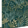 Sale Estahome papier peint feuilles bleu foncé et vert - 50 x 900 cm - 139681
