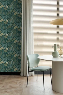 Sale Estahome papier peint feuilles bleu foncé et vert - 50 x 900 cm - 139681