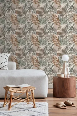 Best Estahome papier peint feuilles beige et vert grisé - 50 x 900 cm - 139822