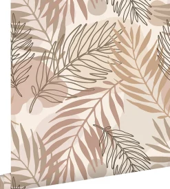 Estahome papier peint feuilles beige - 50 x 900 cm - 139819* Papier Peint Pour Couloir|Papier Peint Naturel Et Tropical