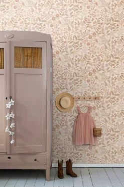 Sale Estahome papier peint fleurs et oiseaux beige et rose clair - 53 cm x 10.05 m - 139868