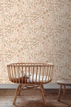 Sale Estahome papier peint fleurs et oiseaux beige et rose clair - 53 cm x 10.05 m - 139868