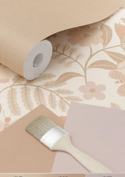Sale Estahome papier peint fleurs et oiseaux beige et rose clair - 53 cm x 10.05 m - 139868
