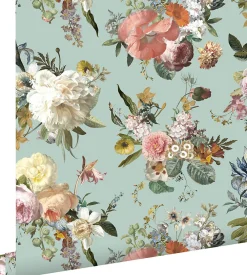 Online Estahome papier peint fleurs vintage vert grisé - 53 cm x 10.05 m - 139366
