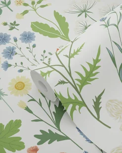 Sale Estahome papier peint fleurs des champs multicolore sur blanc - 53 cm x 10.05 m - 139390