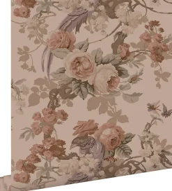 Estahome papier peint fleurs et oiseaux vieux rose - 50 x 900 cm - 139809* Papier Peint Fleuri
