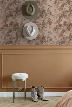 Estahome papier peint fleurs et oiseaux vieux rose - 50 x 900 cm - 139809* Papier Peint Fleuri