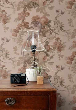 Estahome papier peint fleurs et oiseaux vieux rose - 50 x 900 cm - 139809* Papier Peint Fleuri