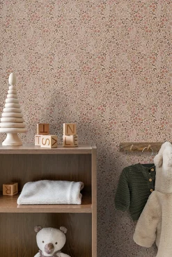Clearance Estahome papier peint fleurs rose terracotta - 53 cm x 10.05 m - 139700