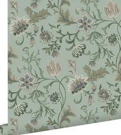 Estahome papier peint fleurs vintage vert céladon - 53 cm x 10.05 m - 139413* Papier Peint Pour Couloir|Papier Peint Fleuri