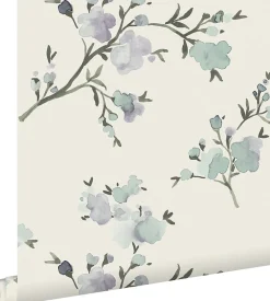 Best Estahome papier peint fleurs de cerisier beige et violet - 53 cm x 10.05 m - 148715