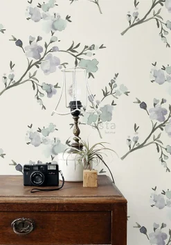 Best Estahome papier peint fleurs de cerisier beige et violet - 53 cm x 10.05 m - 148715