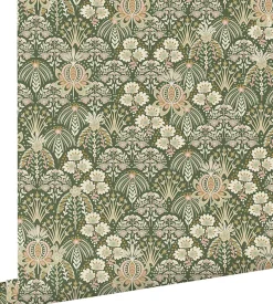 Clearance Estahome papier peint fleurs vintage de style art nouveau vert foncé - 50 x 900 cm - 130972