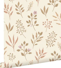 Estahome papier peint fleurs au style scandinave beige - 53 cm x 10.05 m - 139738* Papier Peint Fleuri