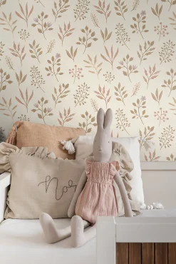 Estahome papier peint fleurs au style scandinave beige - 53 cm x 10.05 m - 139738* Papier Peint Fleuri