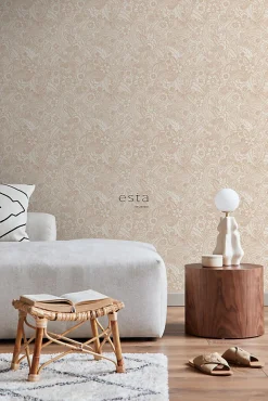 Estahome papier peint fleurs beige - 53 cm x 10.05 m - 139547* Papier Peint Fleuri