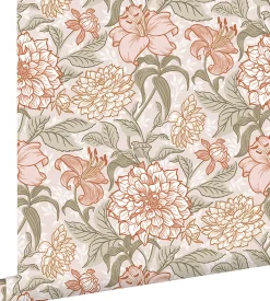 Online Estahome papier peint fleurs vintage vieux rose et vert - 53 cm x 10.05 m - 139479