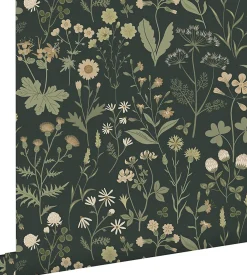Estahome papier peint fleurs des champs vert foncé - 50 x 900 cm - 139843* Papier Peint Fleuri