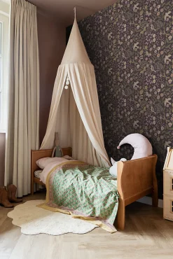 Estahome papier peint fleurs et oiseaux violet aubergine, vert olive grisé et lilas violet - 53 cm x 10.05 m - 139871* Papier Peint Fleuri