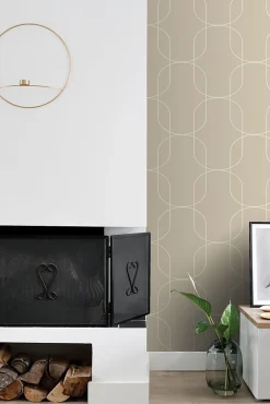 Sale Estahome papier peint formes géométriques beige - 0.53 x 10.05 m - 139649