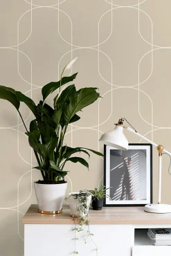 Sale Estahome papier peint formes géométriques beige - 0.53 x 10.05 m - 139649