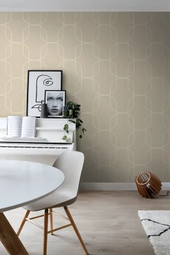 Sale Estahome papier peint formes géométriques beige - 0.53 x 10.05 m - 139649