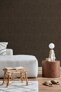 Sale Estahome papier peint graphique 3D brun foncé - 50 x 900 cm - 139940
