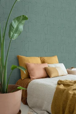 Best Estahome papier peint graphique 3D vert pétrole - 50 x 900 cm - 139937