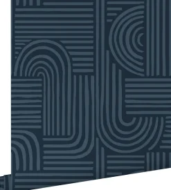 Clearance Estahome papier peint graphique 3D bleu foncé - 53 cm x 10.05 m - 139939