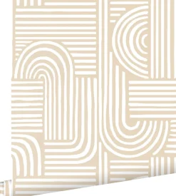 Estahome papier peint graphique 3D sable beige - 53 cm x 10.05 m - 139935* Papier Peint Pour Couloir|Papier Peint Géométrique