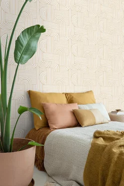 Estahome papier peint graphique 3D sable beige - 53 cm x 10.05 m - 139935* Papier Peint Pour Couloir|Papier Peint Géométrique