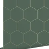 Clearance Estahome papier peint hexagone vert foncé et or - 53 cm x 10.05 m - 139228