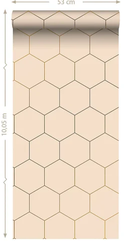 Discount Estahome papier peint hexagone rose pêche clair - 53 cm x 10.05 m - 139226