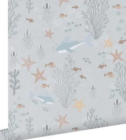 Sale Estahome papier peint le monde sous-marin bleu gris - 50 x 900 cm - 130929