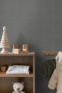 Clearance Estahome papier peint lin gris foncé - 53 cm x 10.05 m - 139028