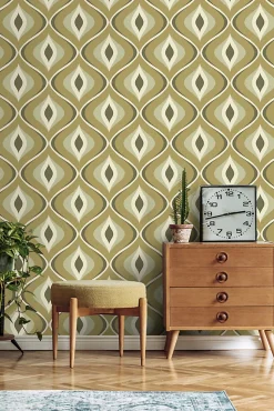 Best Estahome papier peint ornements au style rétro vert grisé - 50 x 900 cm - 130987
