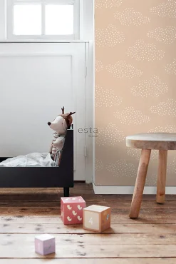 Sale Estahome papier peint petits nuages terracotta claire - 50 x 900 cm - 139518