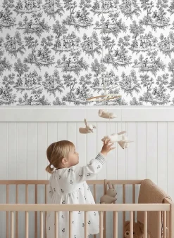 Online Estahome papier peint toile de jouy noir - 53 cm x 10.05 m - 136820