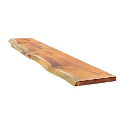Woodbord Etagère Murale en Bois Acacia Massif Huilé - Bord Naturel Irrégulier - Fixation Inclus - 18x195x1200mm - Etagère de Bureau* Etagère Murale