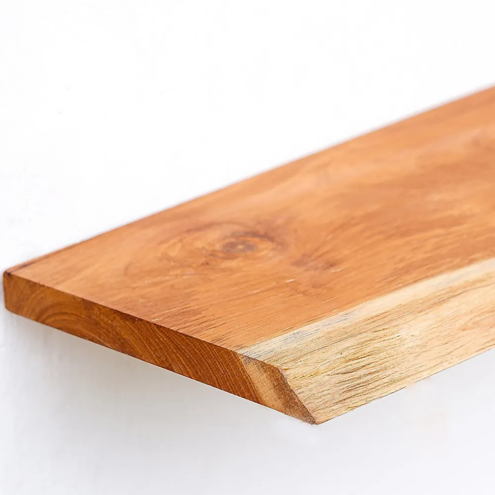 Woodbord Etagère Murale en Bois Acacia Massif Huilé - Bord Naturel Irrégulier - Fixation Inclus - 18x195x1200mm - Etagère de Bureau* Etagère Murale