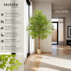 Tectake Ficus artificiel à l'aspect naturel avec beaucoup de volume 160cm* Plante Artificielle