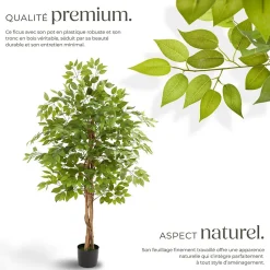 Tectake Ficus artificiel à l'aspect naturel avec beaucoup de volume 160cm* Plante Artificielle