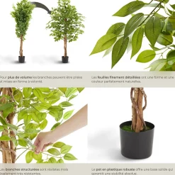Tectake Ficus artificiel à l'aspect naturel avec beaucoup de volume 160cm* Plante Artificielle