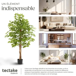 Tectake Ficus artificiel à l'aspect naturel avec beaucoup de volume 160cm* Plante Artificielle