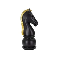 Clearance Mauro Ferretti Figurine échec décoratif en polyrésine noire et dorée Cavalier modèle 2