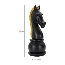Clearance Mauro Ferretti Figurine échec décoratif en polyrésine noire et dorée Cavalier modèle 2