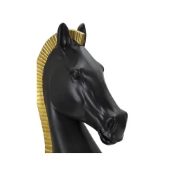 Clearance Mauro Ferretti Figurine échec décoratif en polyrésine noire et dorée Cavalier modèle 2